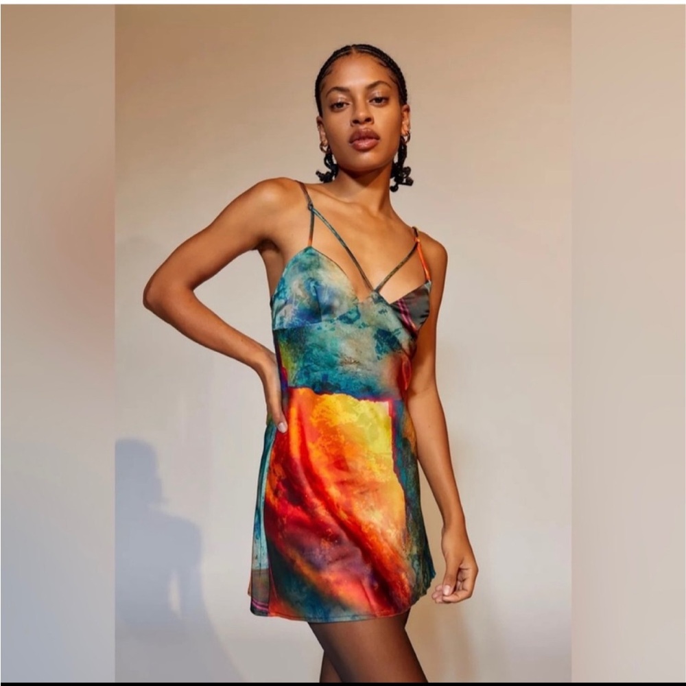 Urban Outfitters Pretty Please Tie-Dye Cut-Out Mini Dress